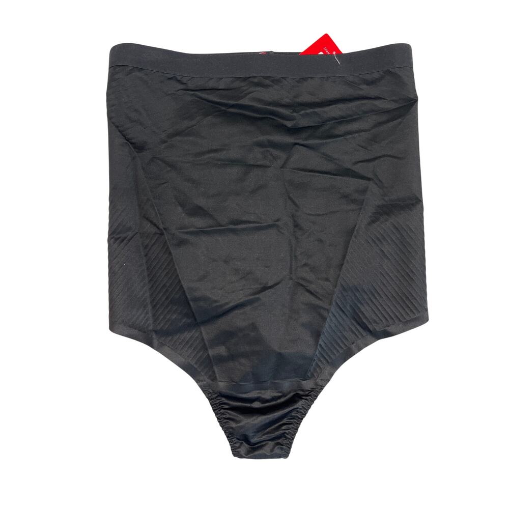 Spanx Black High Waisted Thong Shapewear Women's Size XL Thinstincts Sculpting